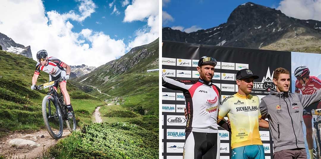 Podium for Nicola Rohrbach at the first stage of Engadine Bike Giro